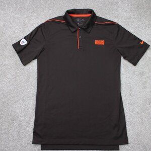 Nike Cleveland Brown Polo Shirt Mens Small Brown Dri-Fit NFL Training S/S